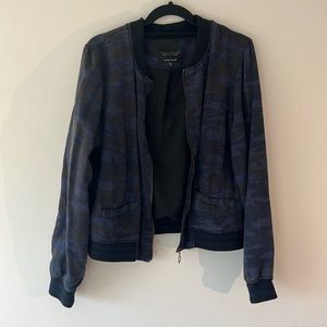Black and navy blue camo bomber jacket